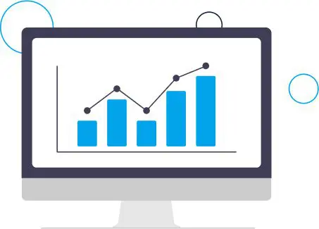 A computer screen with a bar graph on it.